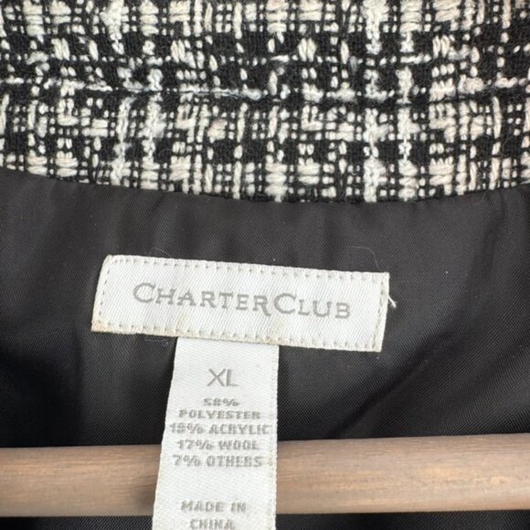 Charter Club Blazer Wool Blend Tweed Plaid Old Money Academia Quiet Luxury - XL - Picture 3 of 6